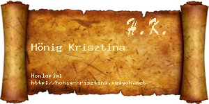 Hönig Krisztina névjegykártya